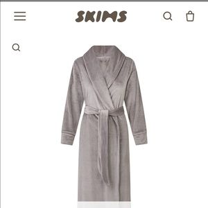 NWT SKIMS $128 VELOUR LONG ROBE in Smoke